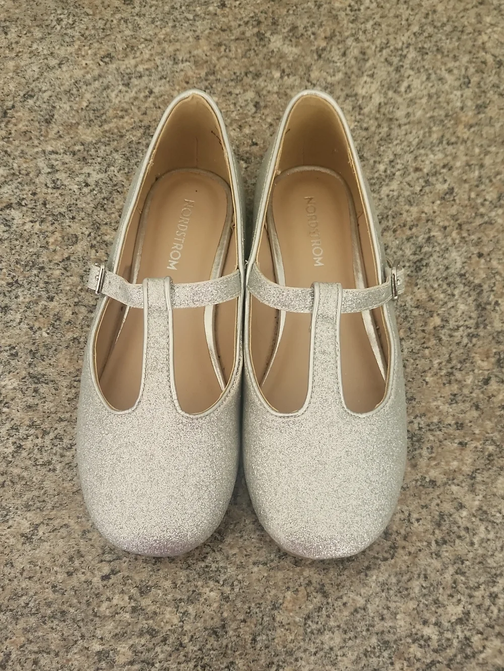 Nordstrom Kids Glitter T‑Bar Mary Janes in Silver Size 13 Dressy